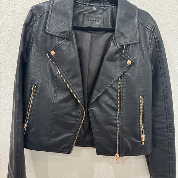 Blank NYC Jackets & Blazers - BLANK NYC Black Faux Leather Jacket with removable hood